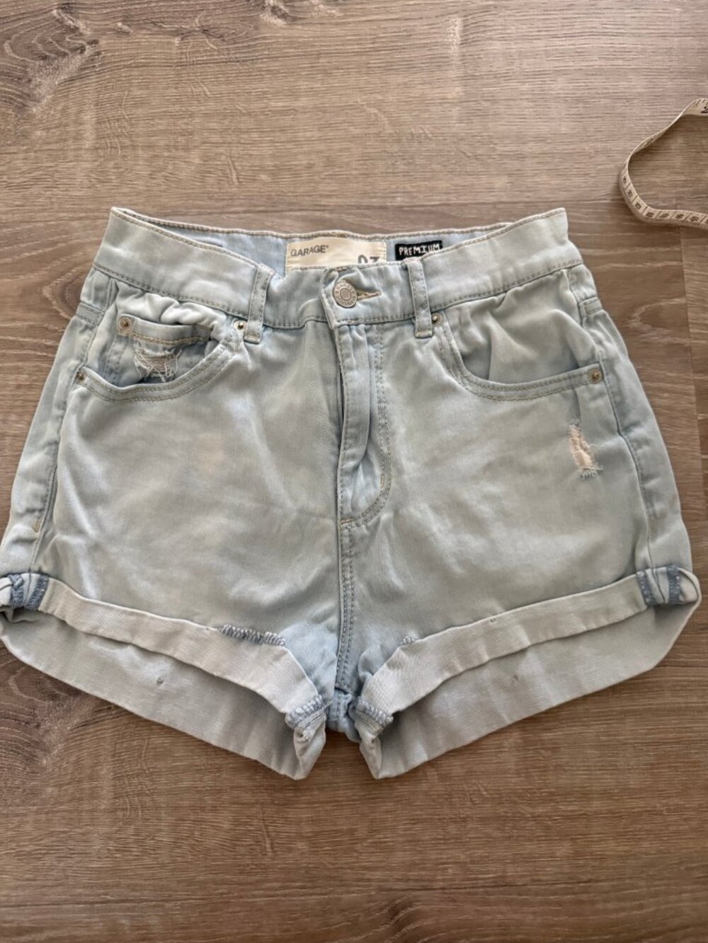 Garage Super Soft Light Wash Distressed Denim Shorts 03